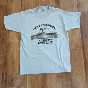 VTG USS Bainbridge Adult Large Shirt Missile Destroyer Navy Single Stitch 90s